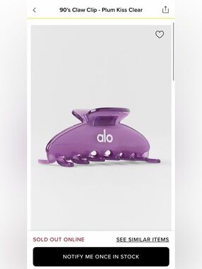 Alo Yoga Plum Kiss Claw Clip. 💜⚡️